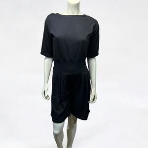 Vintage 90s Coach in Four Seasons Black Button Shoulder Romper Playsuit Size S